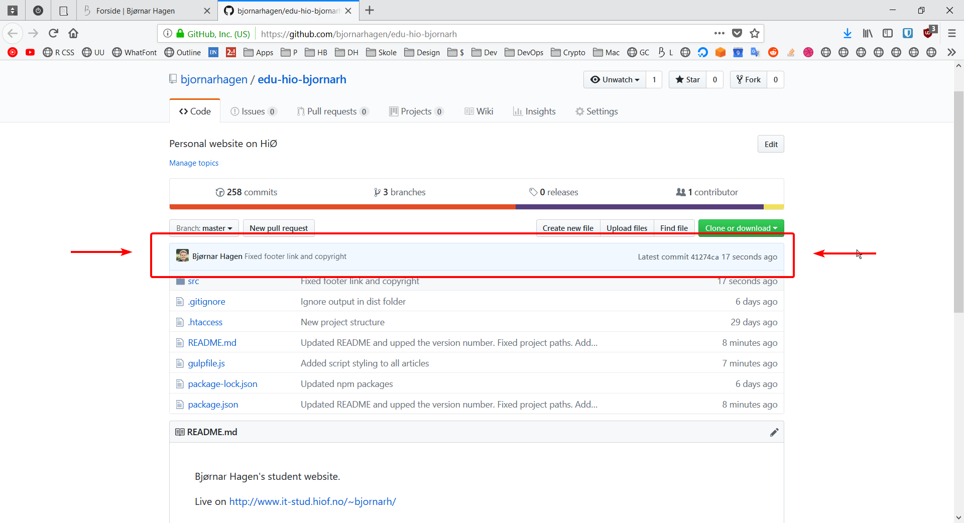 Github siste commit