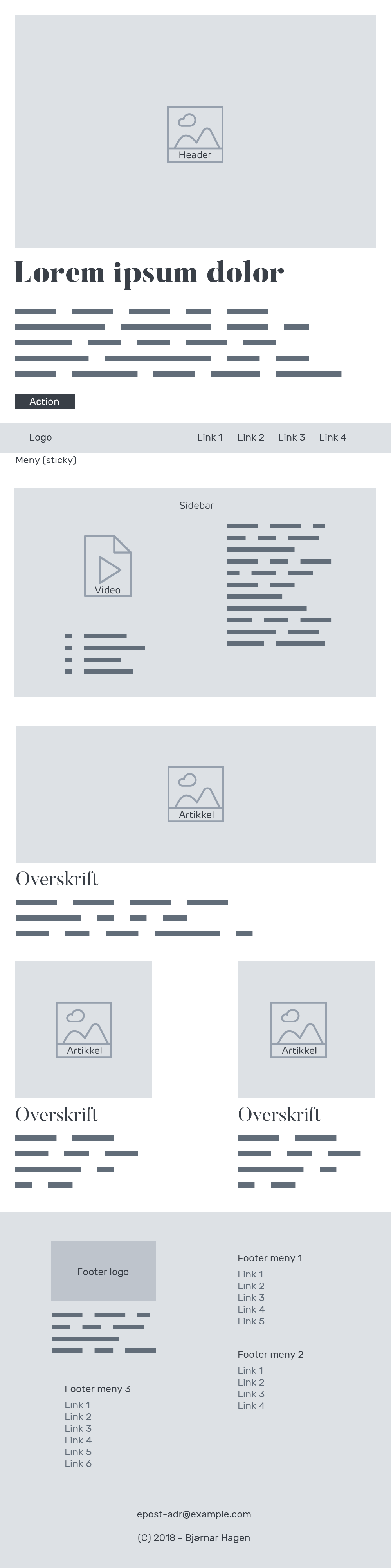 Wireframe forside mobil